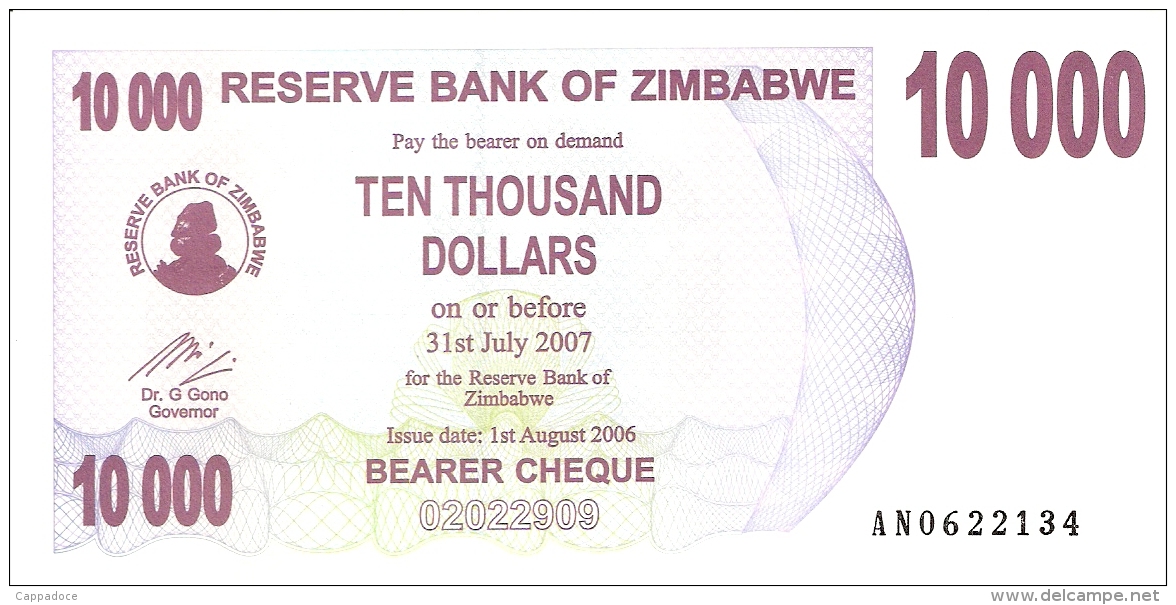 ZIMBABWE   10,000 Dollars   1/8/2006   P. 46b   UNC - Zimbabwe