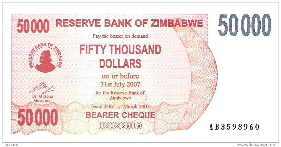 ZIMBABWE   50,000 Dollars   1/3/2007   P. 47   UNC - Simbabwe