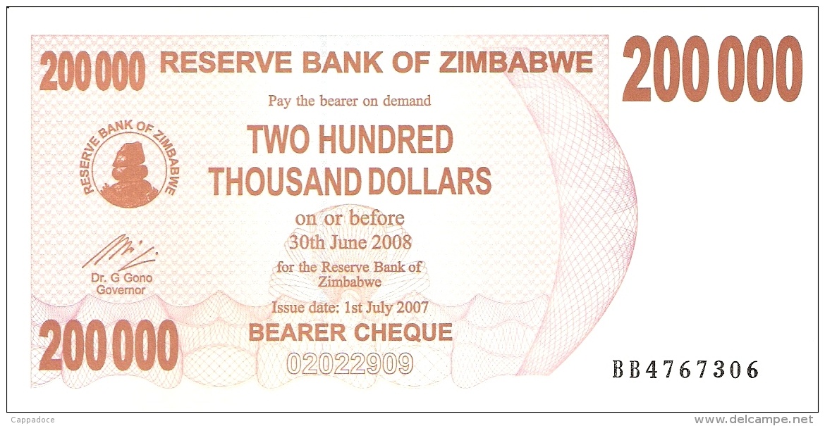 ZIMBABWE   200,000 Dolars   1/7/2007   P. 49   UNC - Zimbabwe