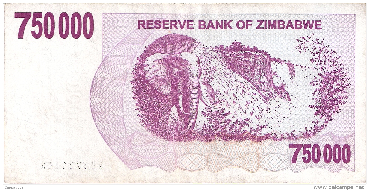 ZIMBABWE   750,000 Dolars   31/12/2007   P. 52 - Simbabwe