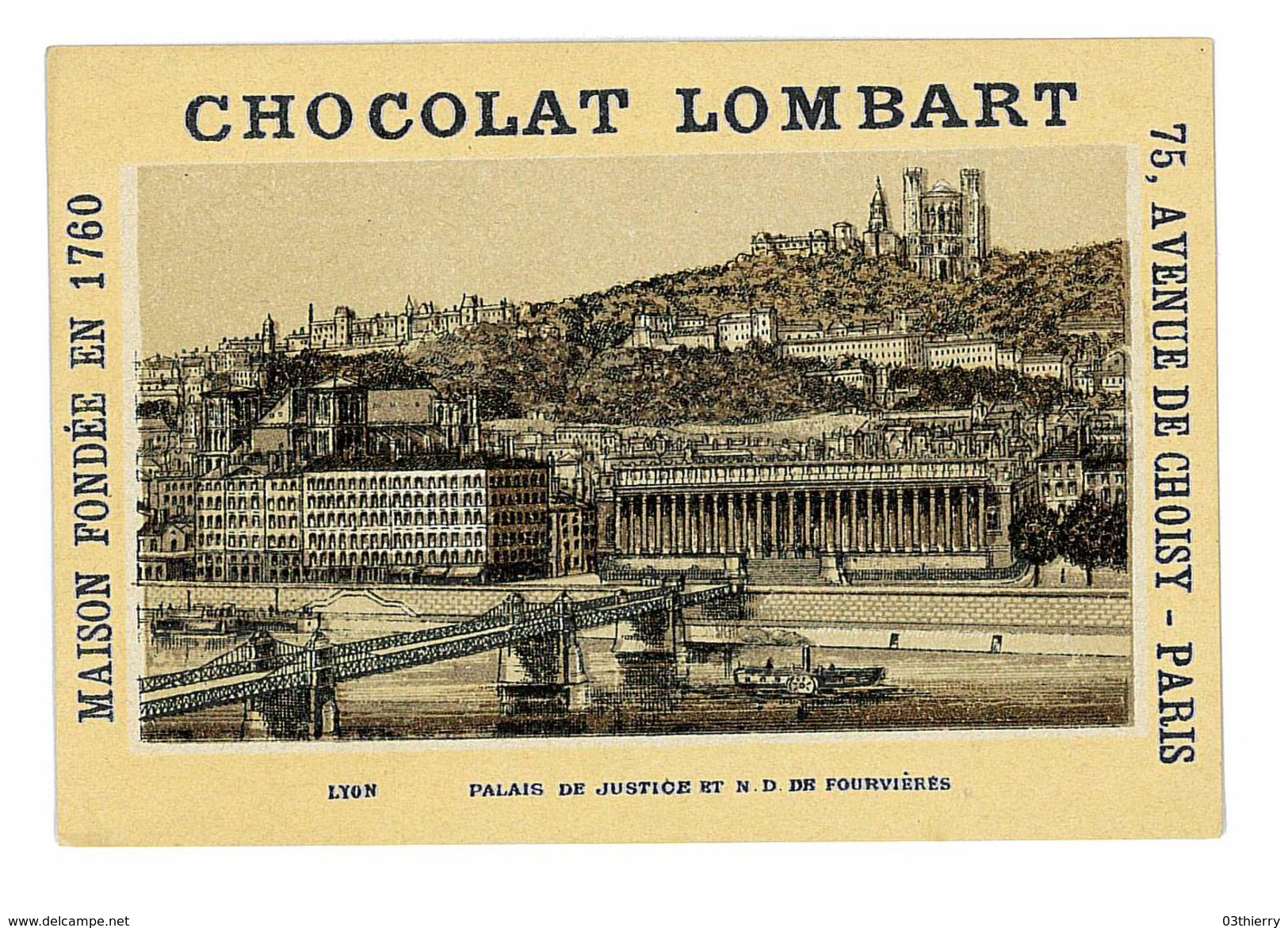 CHROMO IMAGE CHOCOLAT LOMBART PARIS ILLUSTRATION ANGERS LYON PALAIS DE JUSTICE - Lombart