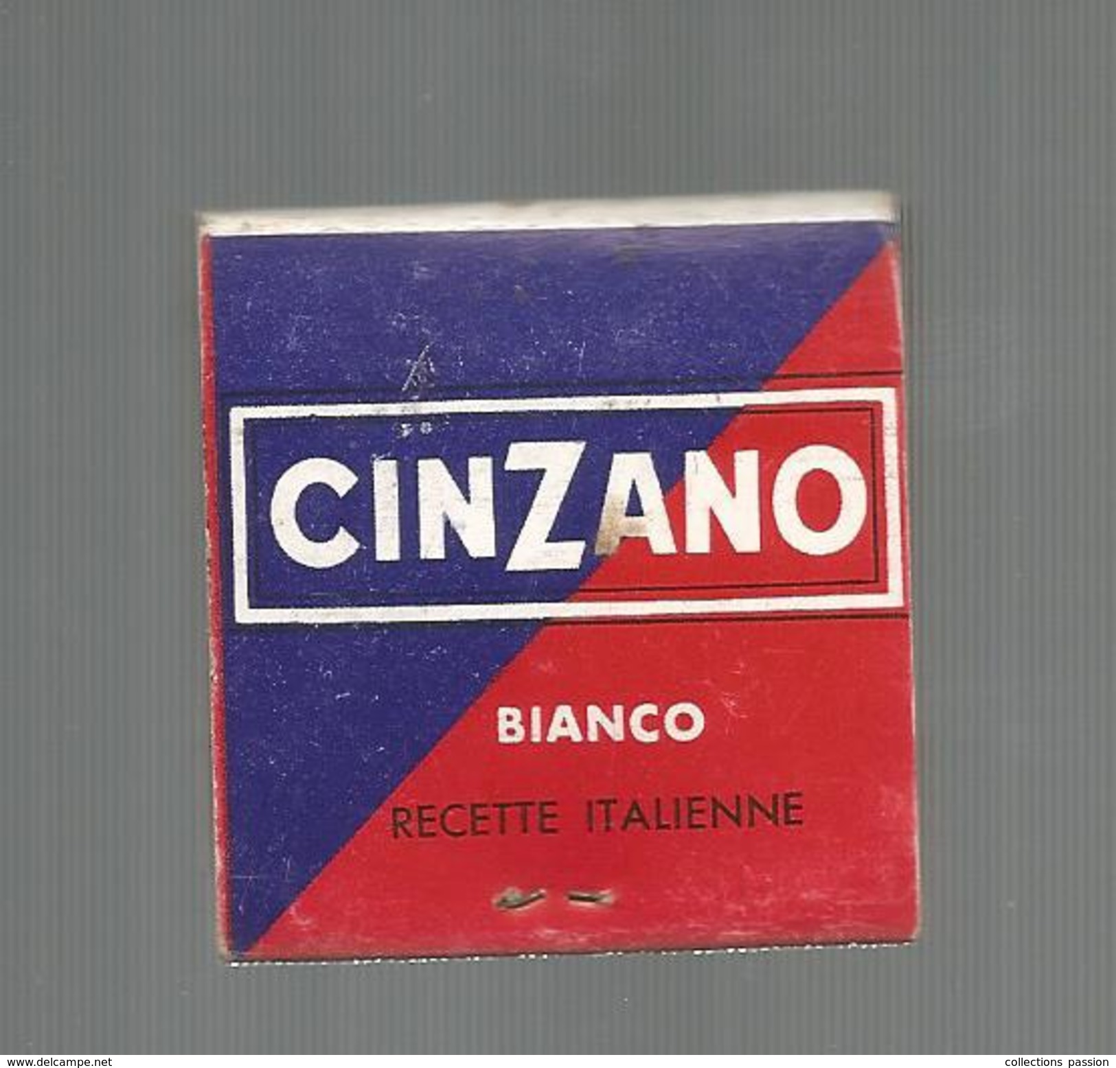 Tabac , Boites , Pochette D'ALLUMETTES , Publicité , 2 Scans , CINZANO BIANCO , Recette Italienne - Boites D'allumettes - Etiquettes