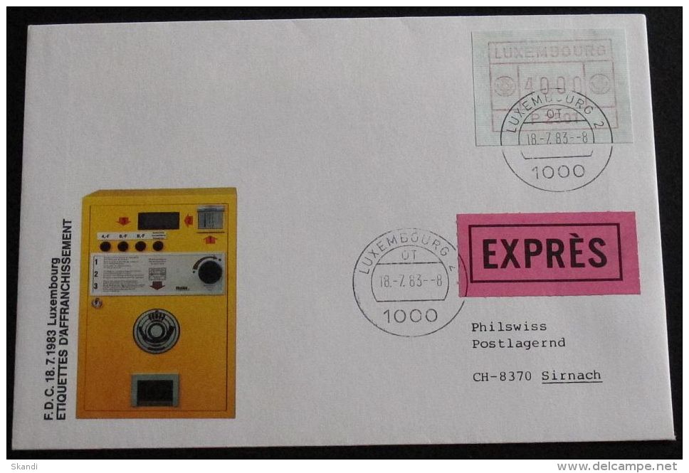 LUXEMBURG 1983 Mi-Nr. 1 Automatenmarke FDC - Postage Labels