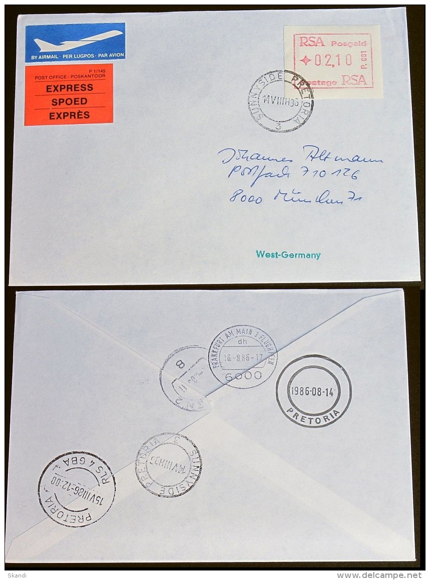 SÜDAFRIKA 1986 Mi-Nr. ATM 1.2 Automatenmarke Express FDC - Viñetas De Franqueo (Frama)