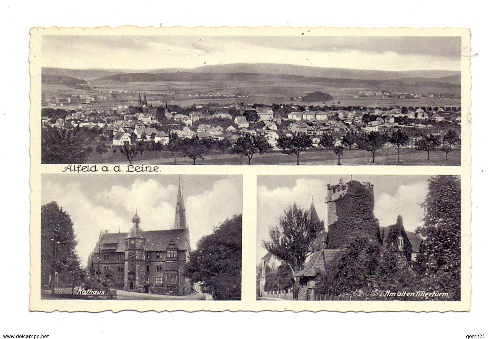 3220 ALFELD, Panorama, Rathaus, Alter Tillerturm, 1935 - Alfeld