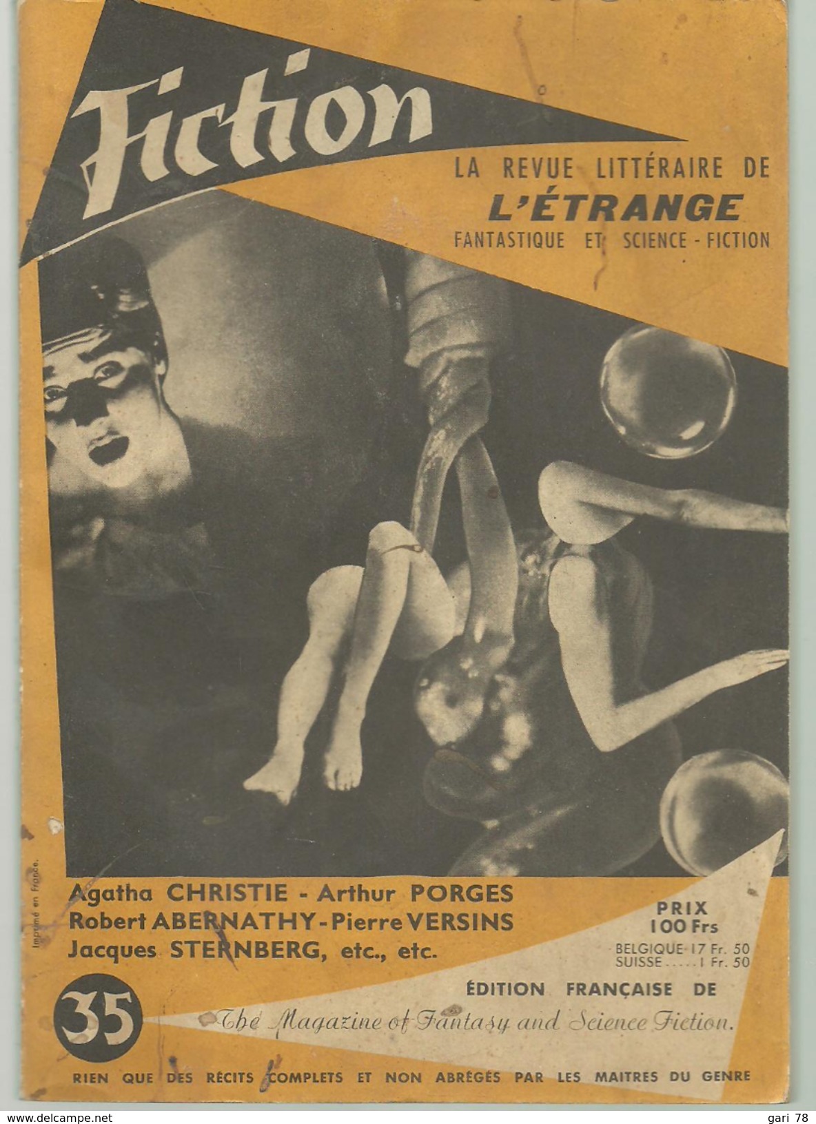 FICTION N° 35 Octobre 1956 Revue Littéraire De L'étrange Fantastique Et Science Fiction - A Christie - A Porges - Etc - Altri & Non Classificati