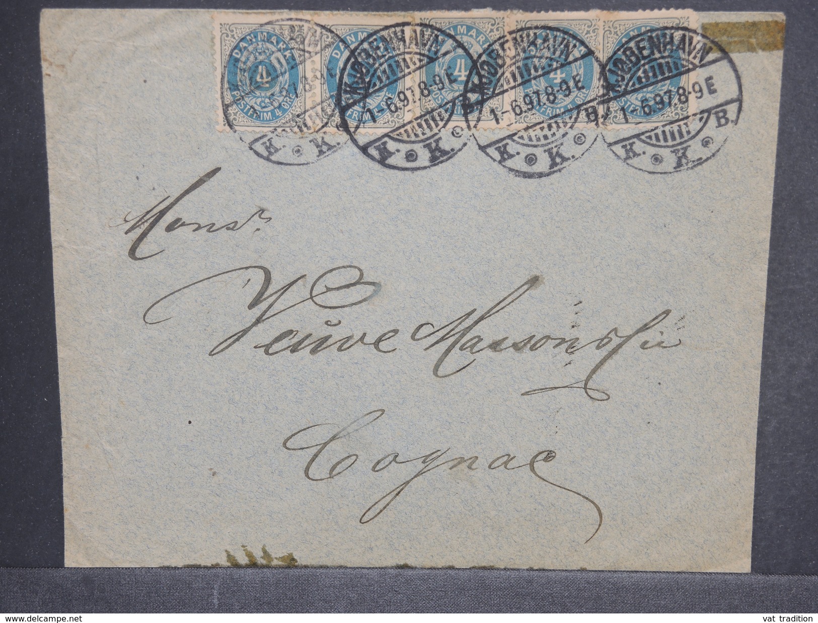 DANEMARK - Enveloppe Pour La France En 1897 , Affranchissement Plaisant - L 7214 - Brieven En Documenten