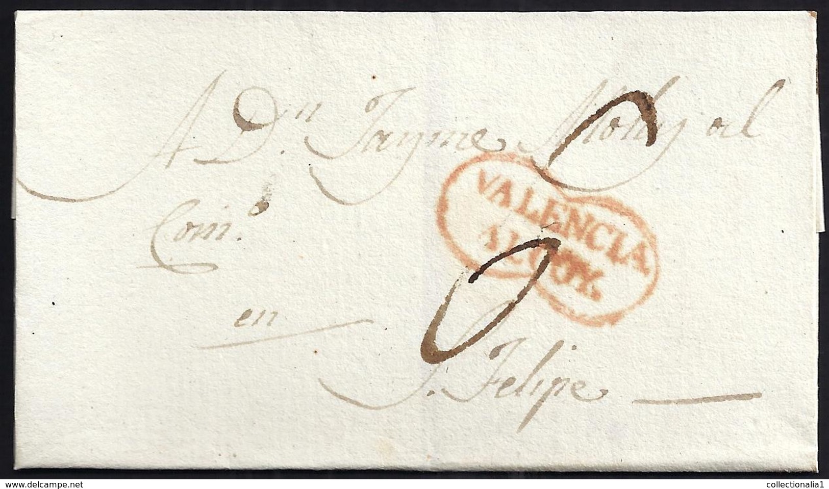 VALENCIA. 1821. ESPAÑA. SPAIN. ALCOY A JATIVA. - ...-1850 Prephilately