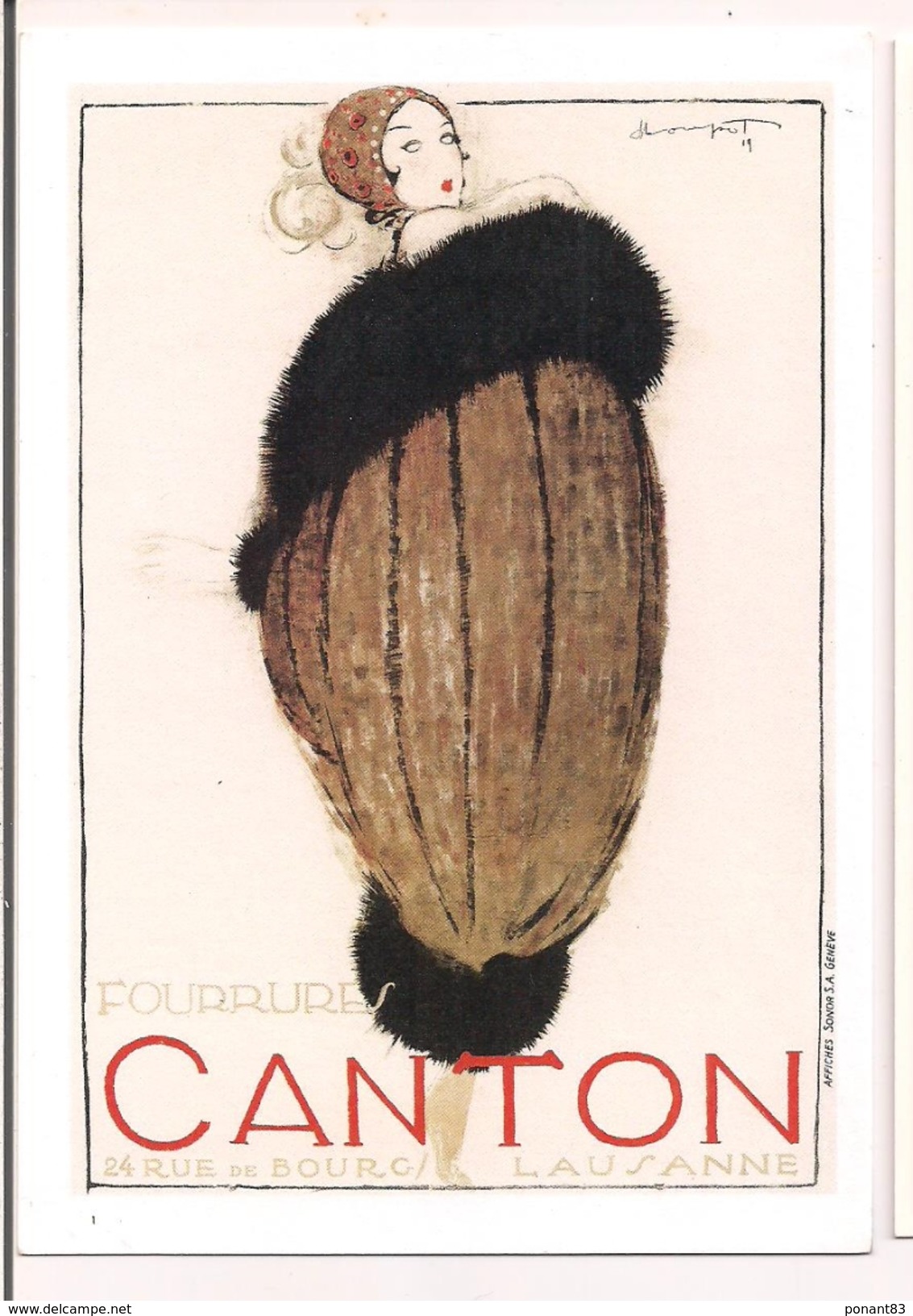 Fourrures Canton - Charles Loupot - 1919 - Affiches Sonor, Genève - Litho 130 X 90 - - Pubblicitari