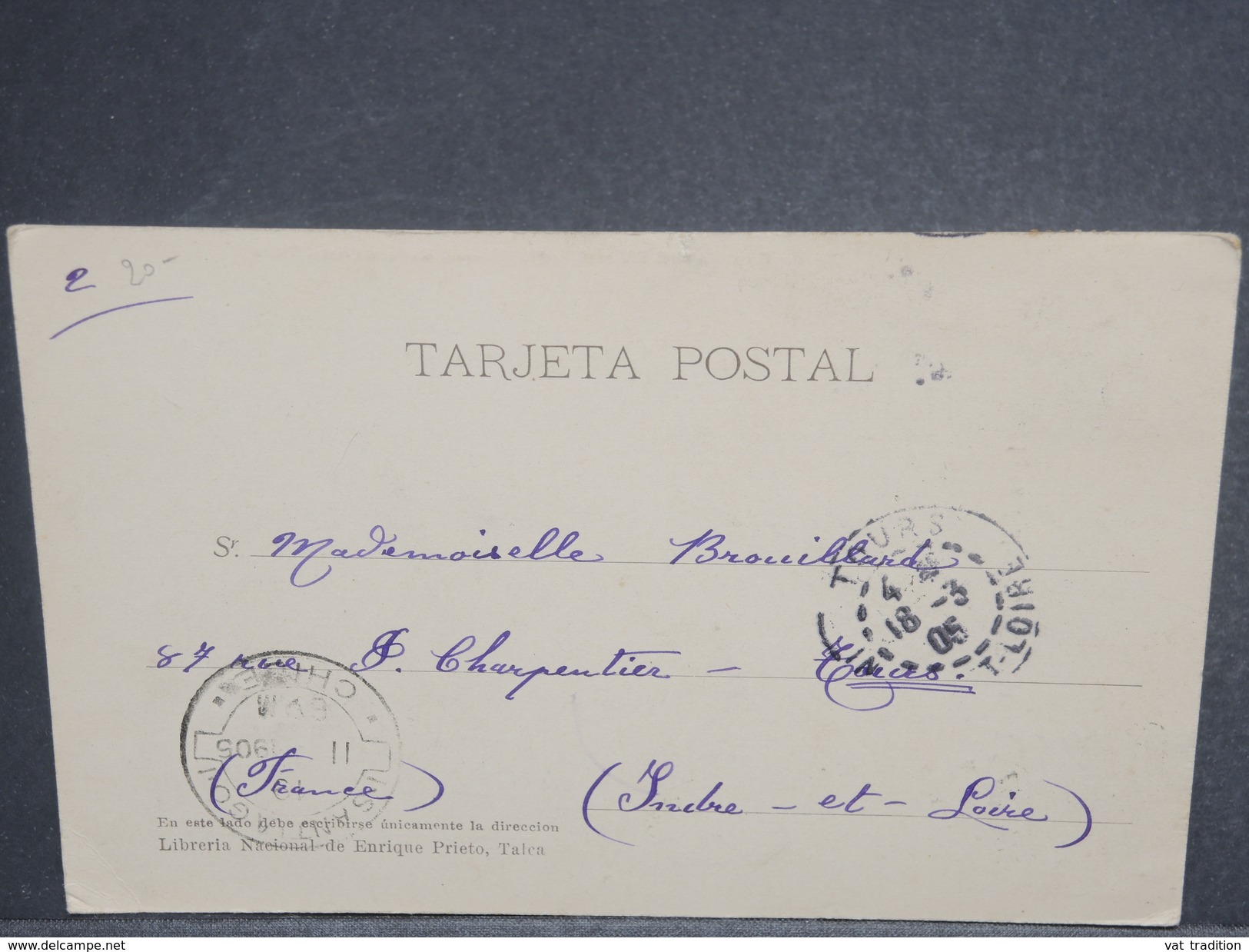 CHILI - Oblitération De Santiago Sur Carte Postale Pour La France En 1905 , Affranchissement Plaisant - L 7222 - Chile