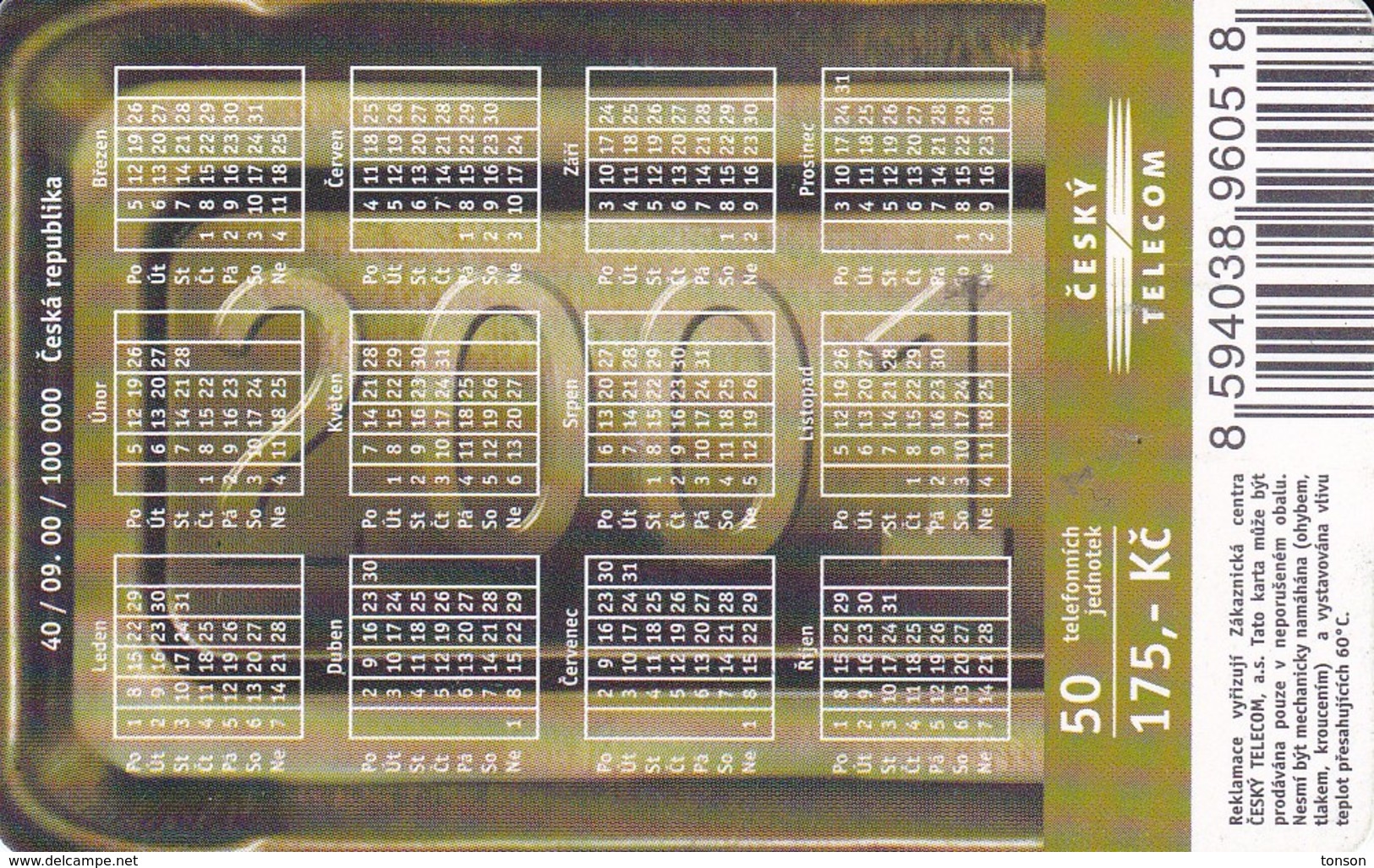 Czech Rep. C332, Calendar 2001, 2 Scans. - Czech Republic