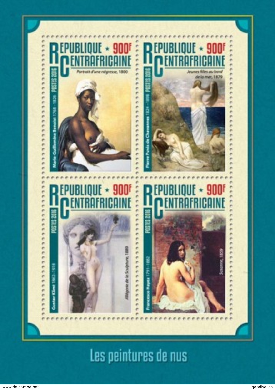 CENTRAFRICAINE 2016 SHEET NUDE ART PAINTINGS PEINTURES DE NUS Ca16301a - Centrafricaine (République)