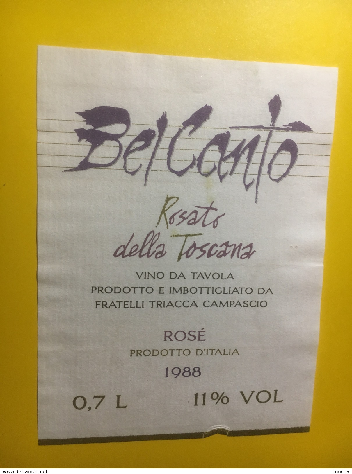 3928 - Bel Canto 1988 Rosato Della Toscana Italie - Musique