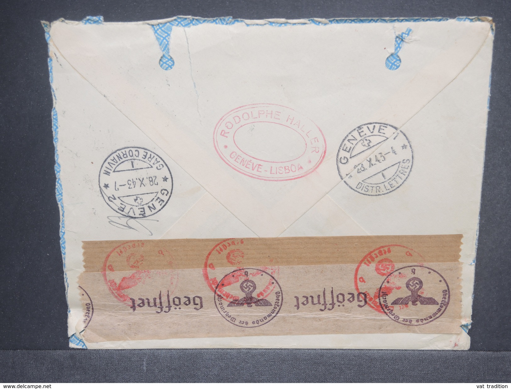 PORTUGAL - Env. En Recommande De Lisbonne Pour La Suisse En 1943 Avec Contrôle Postal Allemand , Affr. Plaisant - L 7243 - Lettres & Documents