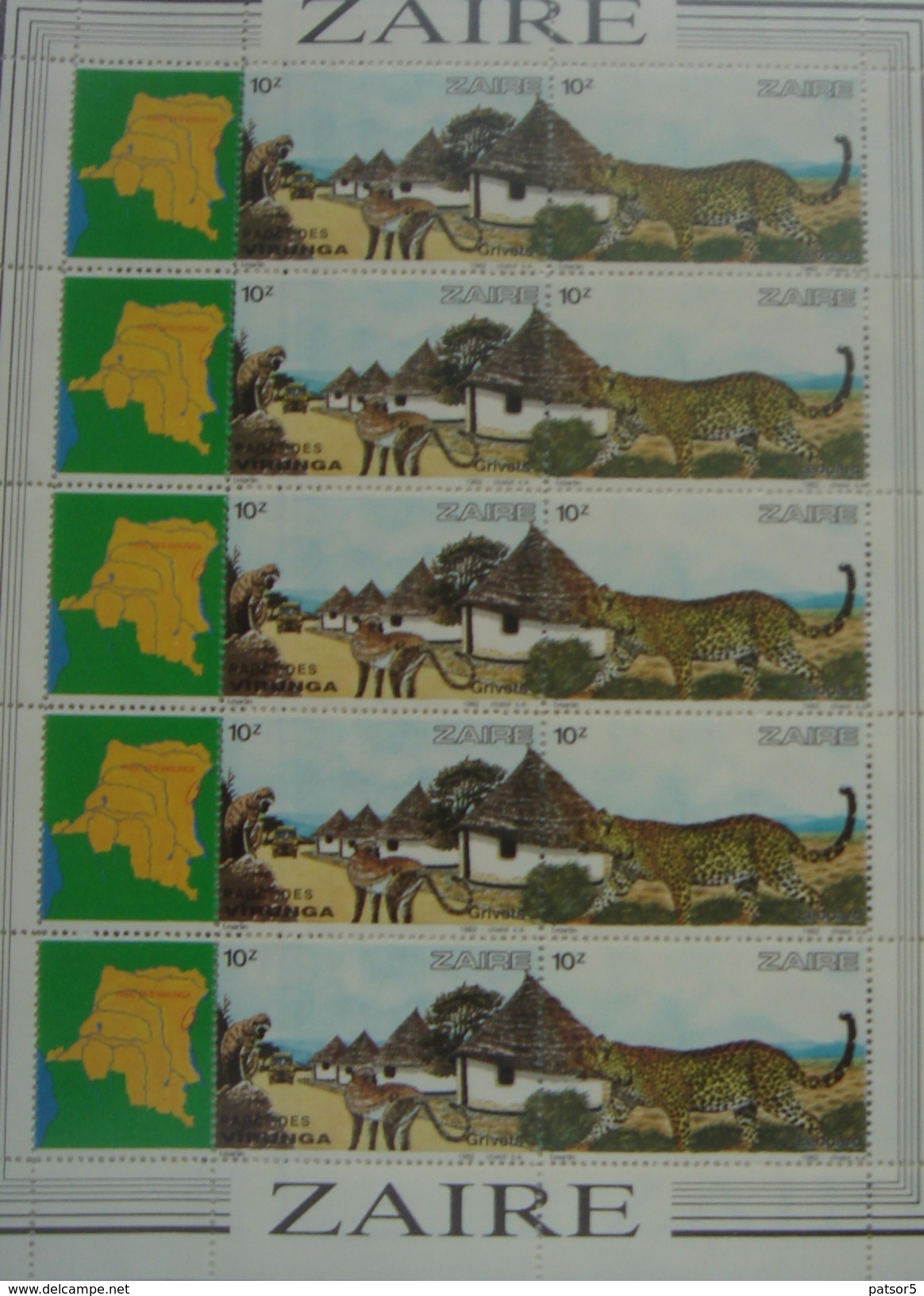 Zaïre 1982 Feuillet De 5  - 10z - COB 1162/3 - Parc National Des Virunga - Neufs