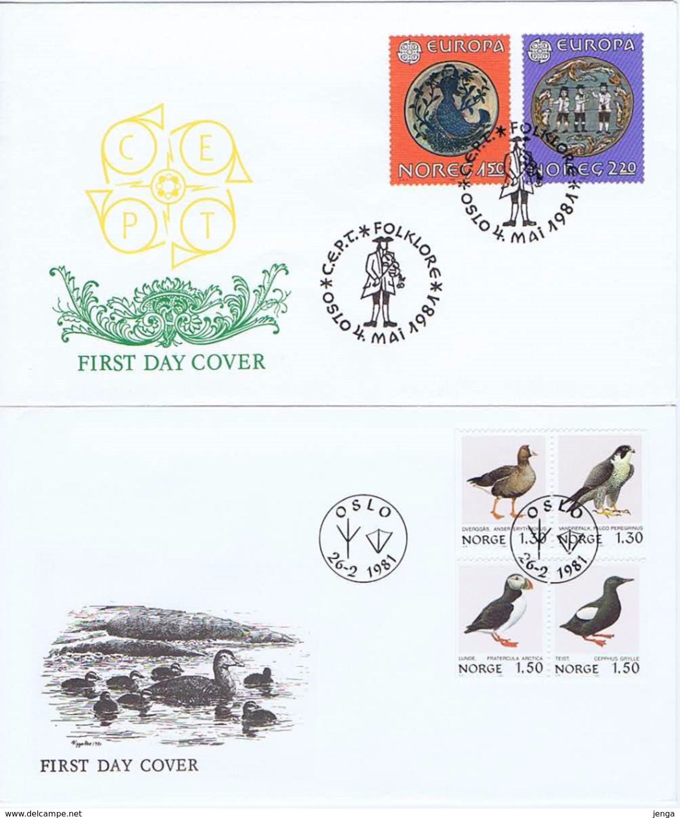 Norway;  2 FDC 1981;  Europa - CEPT And Birds - FDC