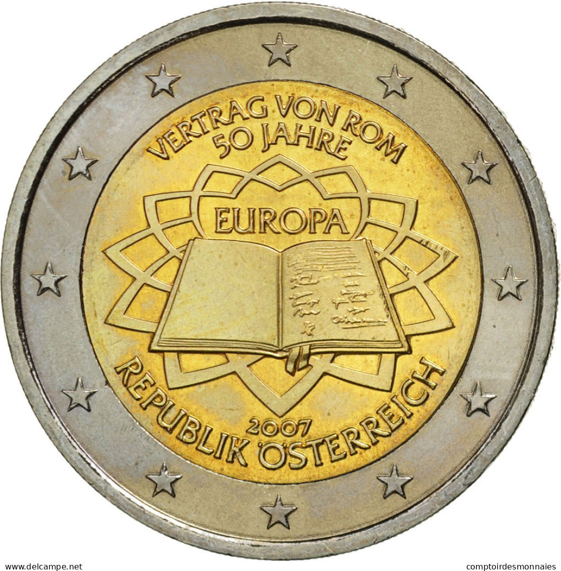 Autriche, 2 Euro, Traité De Rome 50 Ans, 2007, SPL, Bi-Metallic - Autriche