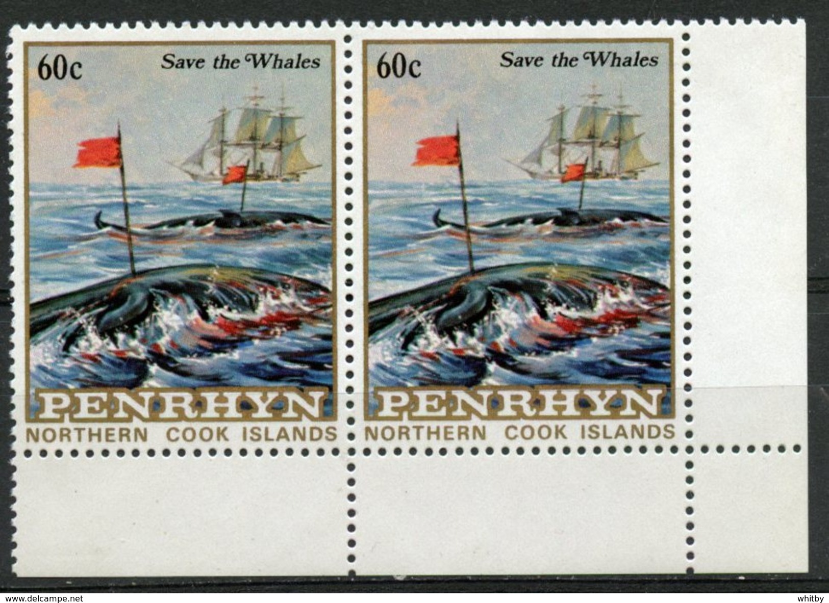 Penrhyn Islands 1983 60c Save The Whales #226 Pair  MNH - Penrhyn