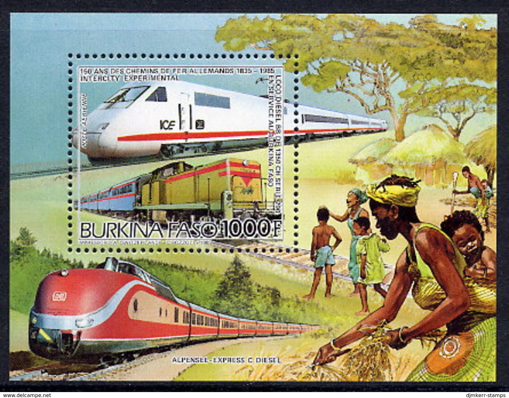 BURKINA FASO 1985 Locomotives Block MNH / ** - Burkina Faso (1984-...)