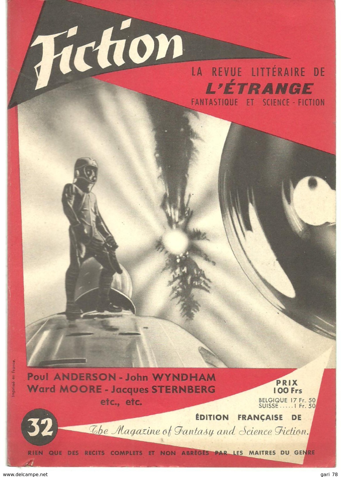 FICTION N° 32 Juillet 1956 Revue Littéraire De L'étrange Fantastique Et Science Fiction - P ANDERSON, J WYNDHAM, Etc - Autres & Non Classés