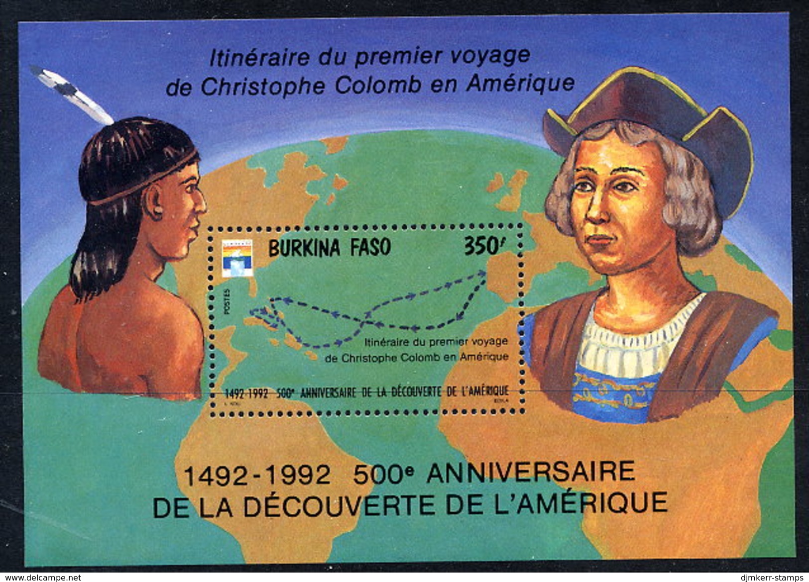 BURKINA FASO 1992  Columbus: Discovery Of America  Block MNH / ** - Burkina Faso (1984-...)