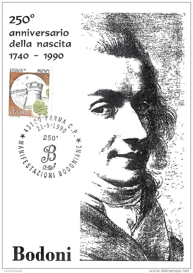 [MD0999] CPM - IN RILIEVO - BODONI - 250° ANNIVERSARIO DELLA NASCITA - PARMA - MANIFESTAZIONI CON ANNULLO 21.2.1990 - NV - Personaggi Storici