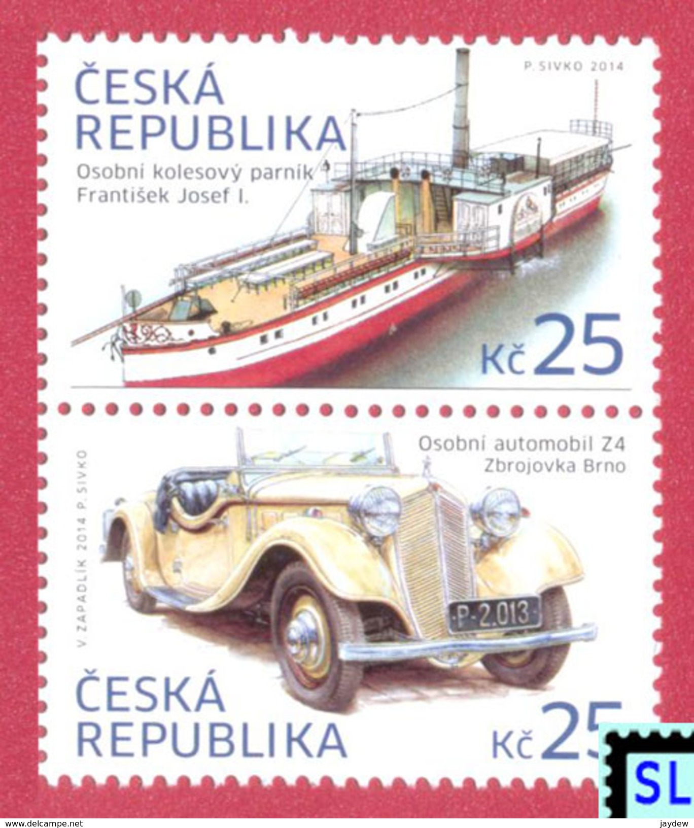 Czech Republic Stamps 2014, Historical Vehicles, Boat, Ship, Car, MNH - Other & Unclassified