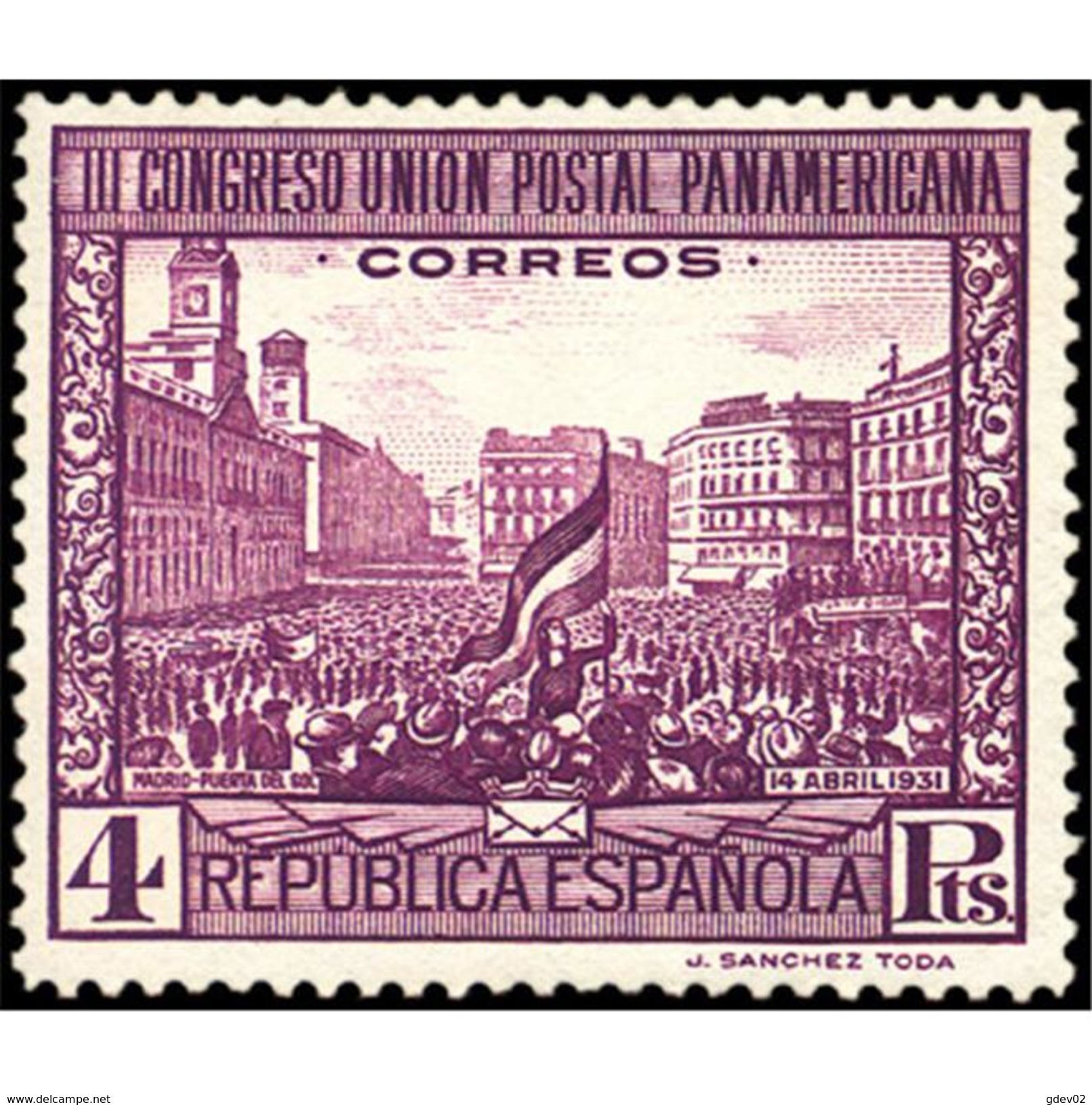 ES612STV-LFT***612STBSC.Spain.Esgane.BANDERA,UNION POSTAL PANAMERICANA,Puerta Del Sol.1931 (Ed 612**) - Otros & Sin Clasificación