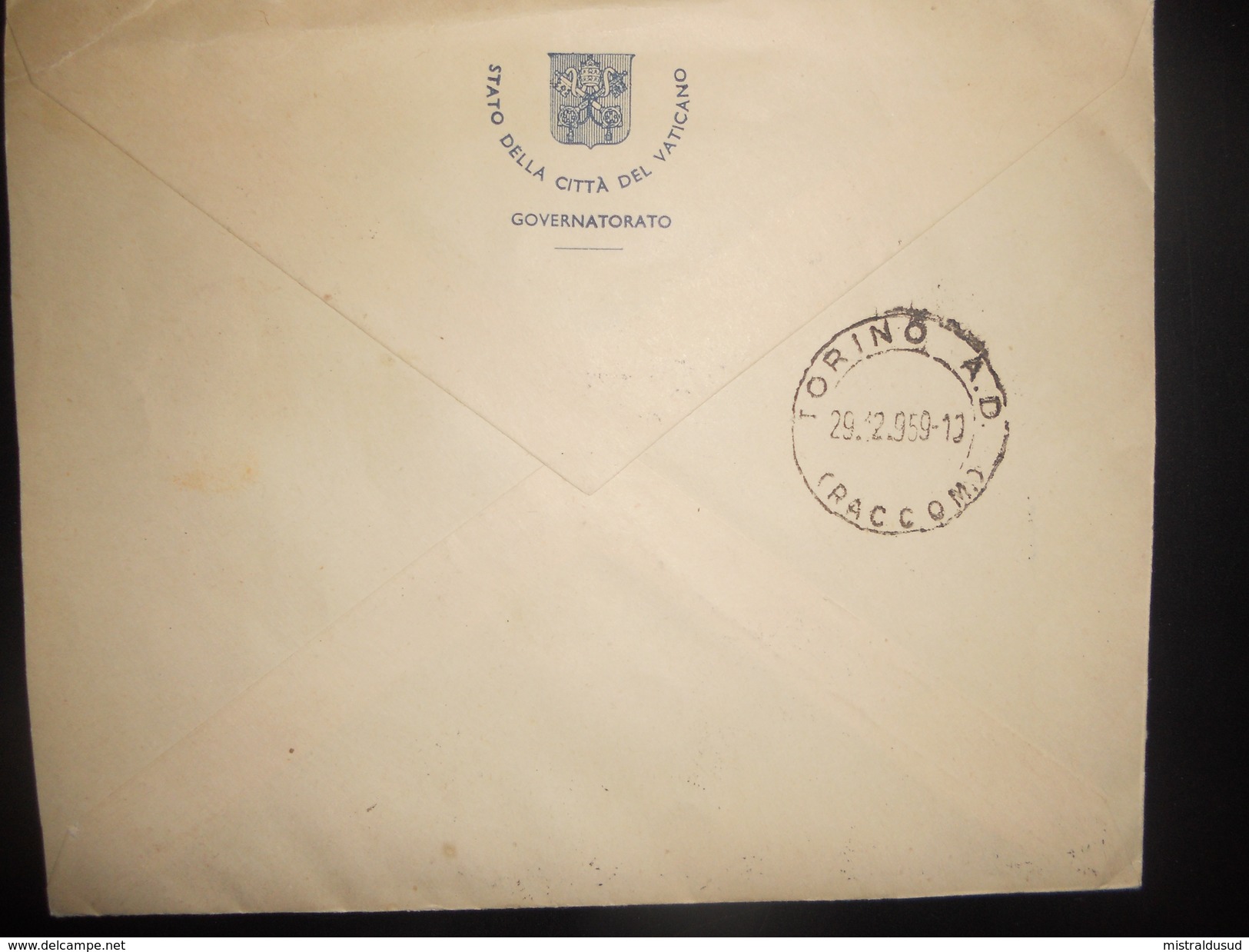 Vatican , Lettre Recommande De 1959 Pour Torino - Lettres & Documents