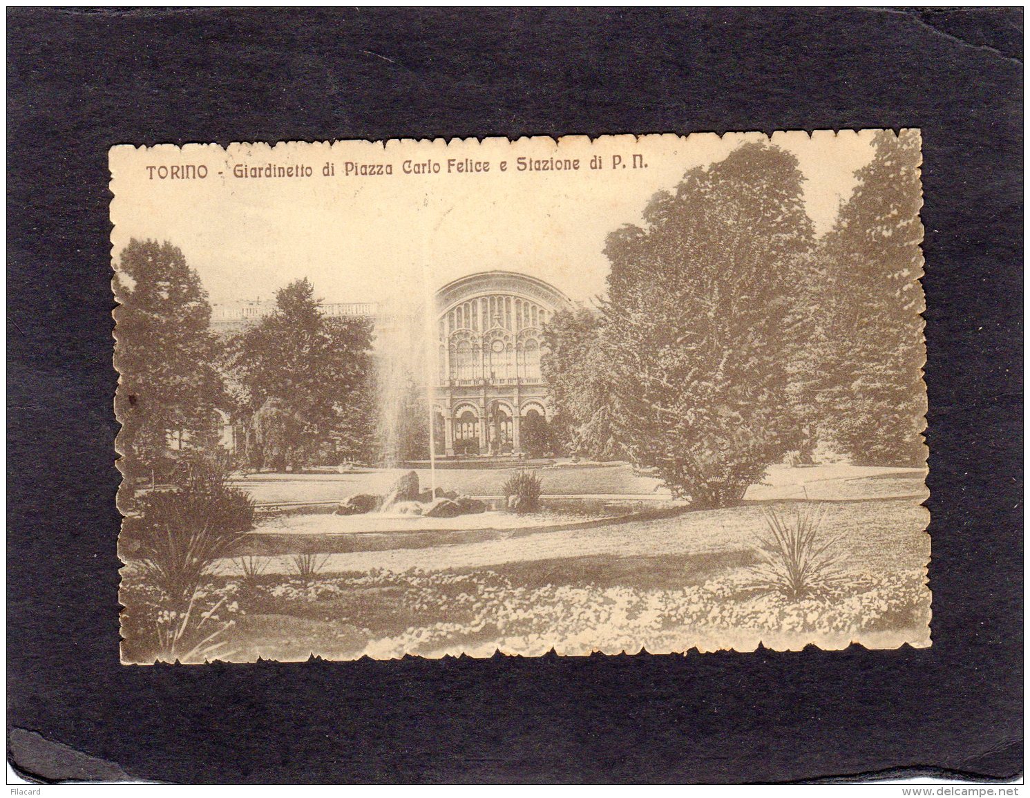 69365    Italia,   Torino,  Giardinetto  Di Piazza Carlo  Felice E  Stazione Di P. N.,  VG  1914 - Parcs & Jardins