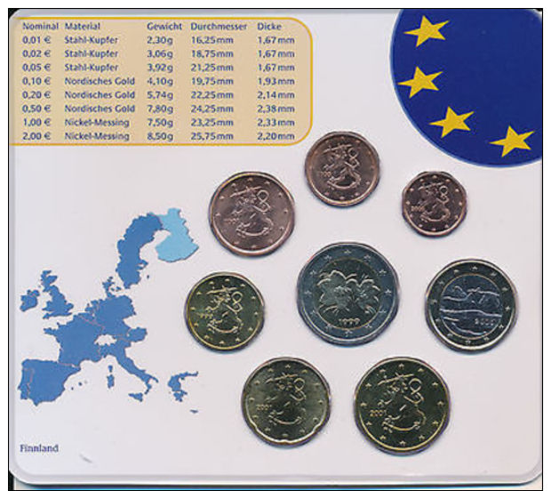 Finnland - Kompletter Euromünzen Satz - Alle 8 Euromünzen Im Blister - Finland