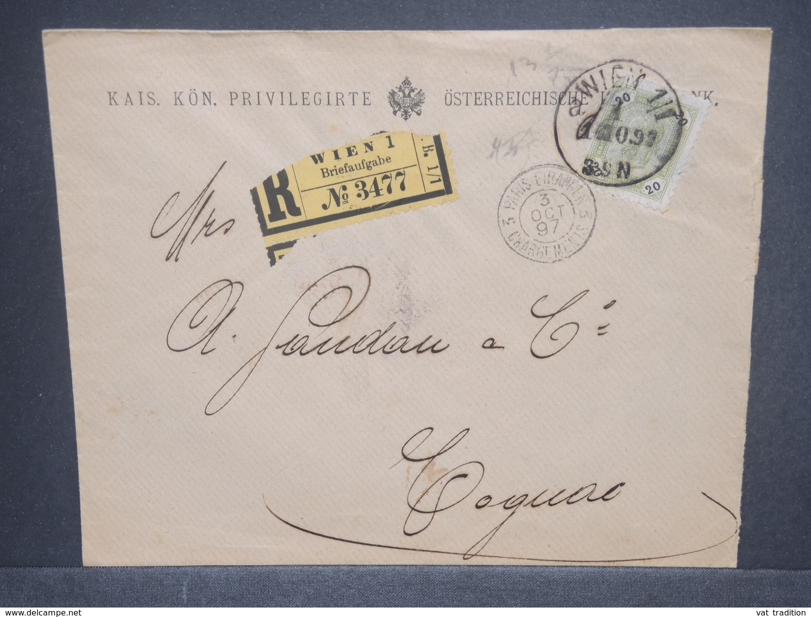 AUTRICHE - Enveloppe Commerciale En Recommandé De Wien Pour La France En 1897 - L 7319 - Lettres & Documents