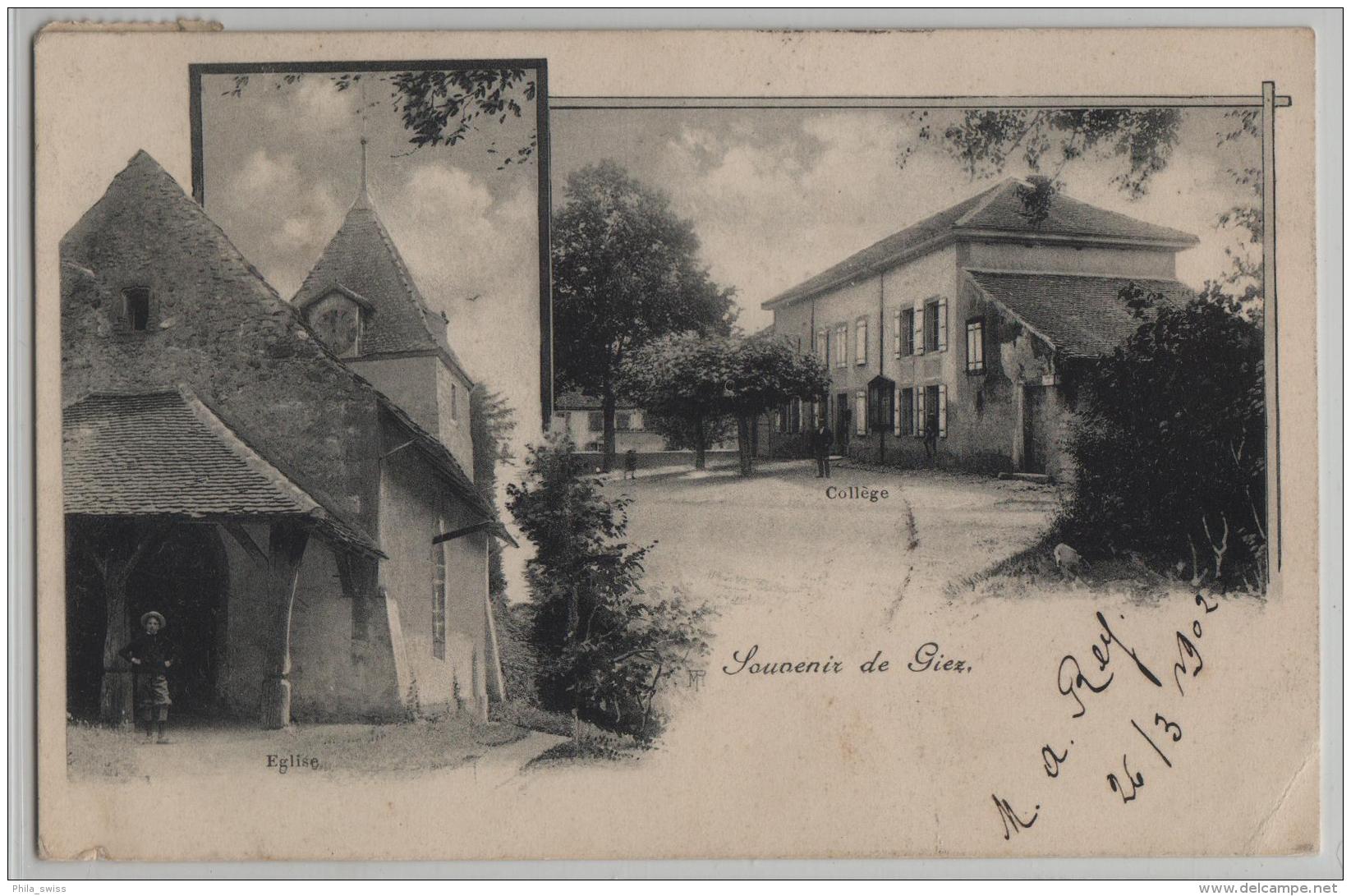 Souvenir De Giez - Eglise, College - Animee - Giez