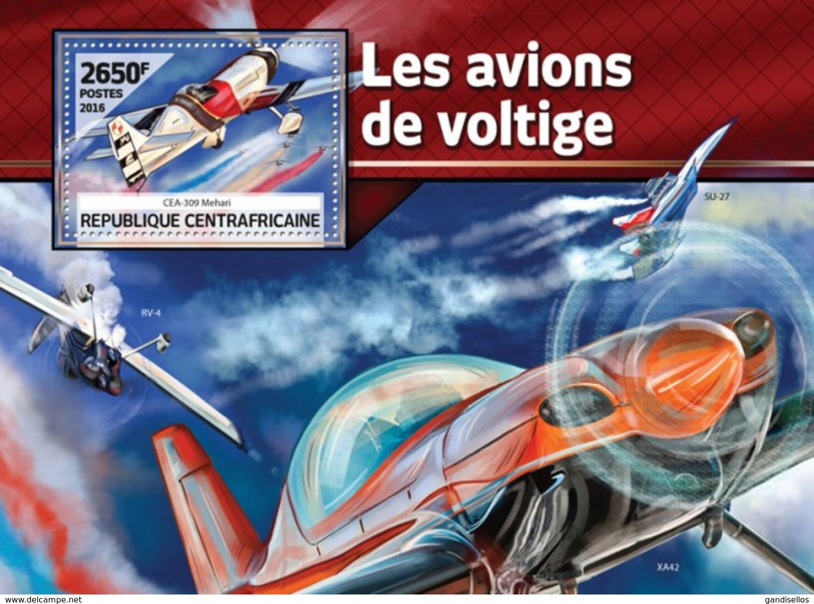 CENTRAFRICAINE 2016 SHEET ACROBATIC AIRCRAFT PLANES AIRPLANES AVIATION LES AVIONS DE POLTIGE Ca16512b - República Centroafricana