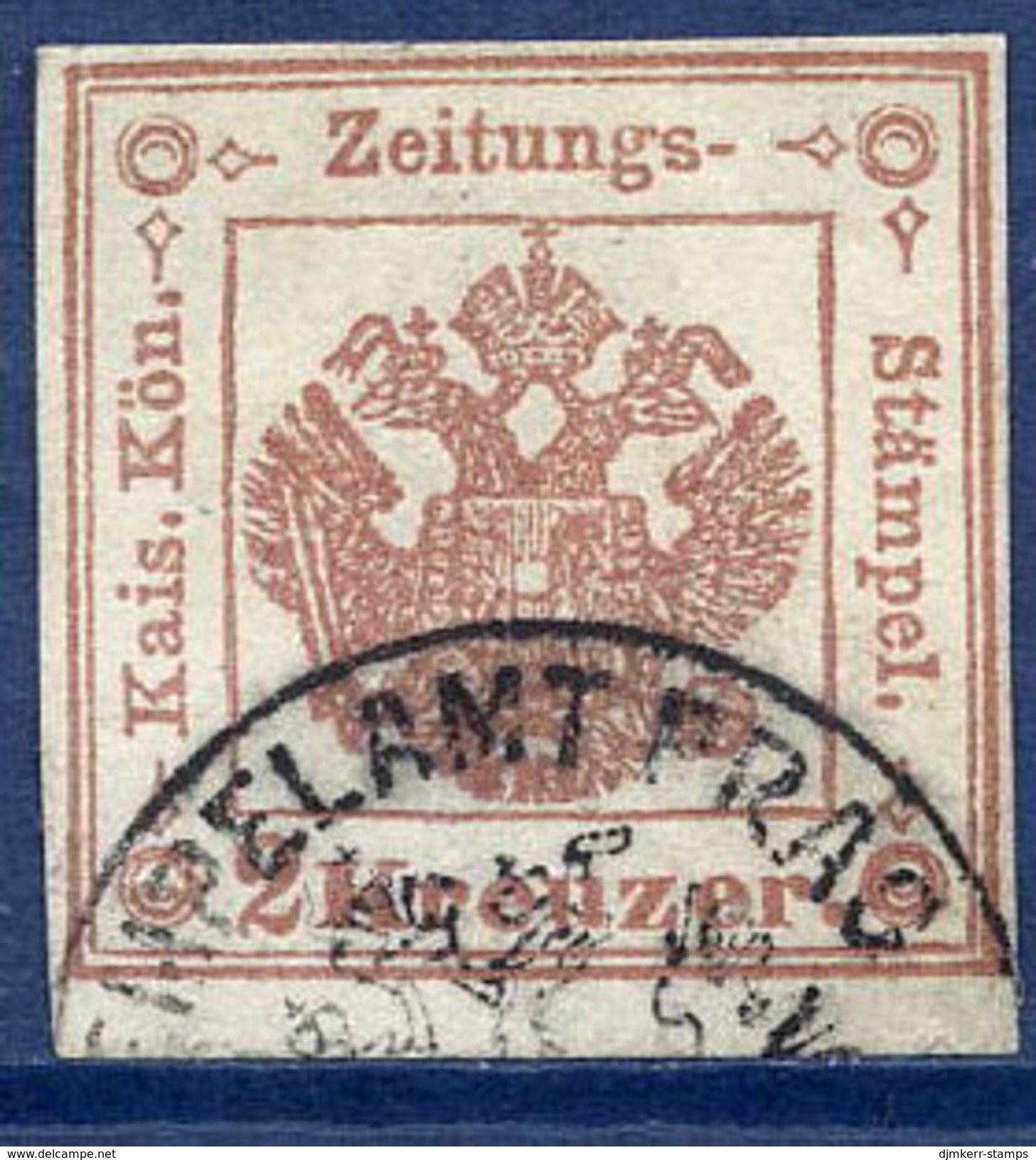 AUSTRIA 1859 Newspaper Stamp 2 Kr.  Red-brown Plate II Used.  Michel 3X Pl.II - Zeitungsmarken