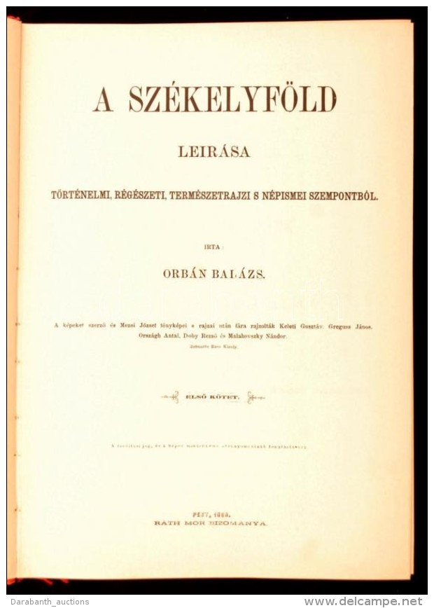 Orb&aacute;n Bal&aacute;zs: Sz&eacute;kelyf&ouml;ld Leir&aacute;sa. Reprint Kiad&aacute;s. I. K&ouml;tet.... - Non Classificati