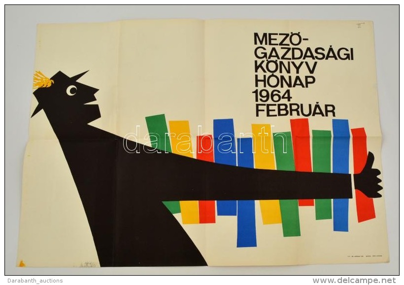 1963 MezÅ‘gazdas&aacute;gi K&ouml;nyv H&oacute;nap 1964 Febru&aacute;r, Plak&aacute;t, Hajtott,  47,5x67 Cm - Altri & Non Classificati