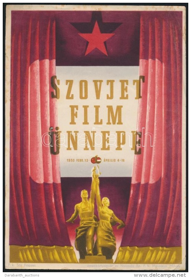 1953 G&aacute;bor P&aacute;l (1913-1993): Szovjet Film &Uuml;nnepe, Villamos Plak&aacute;t, 23,5x16,5 Cm - Altri & Non Classificati