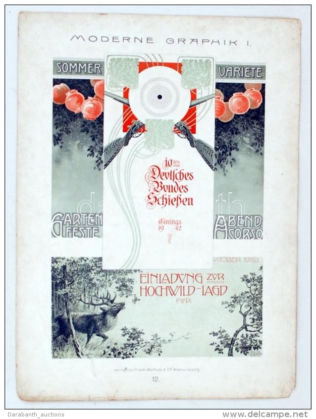 Cca 1910 Vad&aacute;szat, Fegyverek Szecesszi&oacute;s Litho Rekl&aacute;mgrafika. / Art Nouveau Advertising 27x36... - Non Classificati