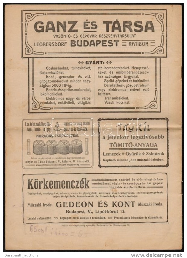 1905 Kaz&aacute;n &eacute;s G&eacute;p-Ujs&aacute;g. Szerk.: Pfeifer Ign&aacute;c, Bermann Miksa. 1905. December... - Non Classificati