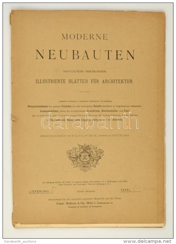 1898 Moderne Neubauten. Fortlaufend Erscheinende Illustrierte Bl&auml;tter F&uuml;r Architektur. Szerk.: Wilhelm... - Non Classificati