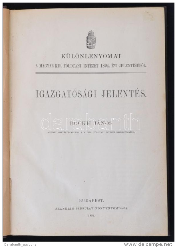 1895-1901 B&ouml;ckh J&aacute;nos: Igazgat&oacute;s&aacute;gi Jelent&eacute;s. K&uuml;l&ouml;nlenyomat A Magyar... - Non Classificati