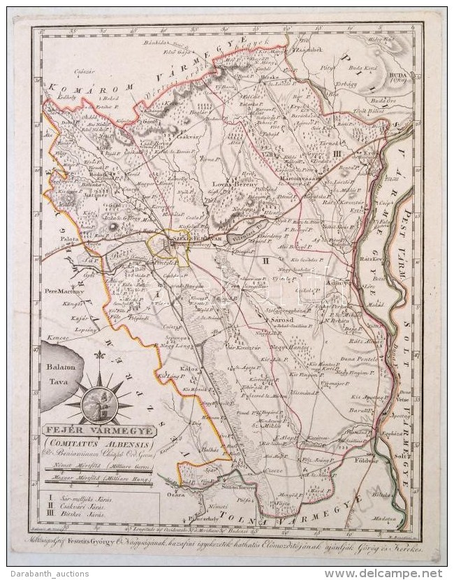 1810 Fej&eacute;r V&aacute;rmegye. Comitatus Albensis. Sz&iacute;nezett R&eacute;zmetszet, Pap&iacute;r, 24x31 Cm... - Altri & Non Classificati