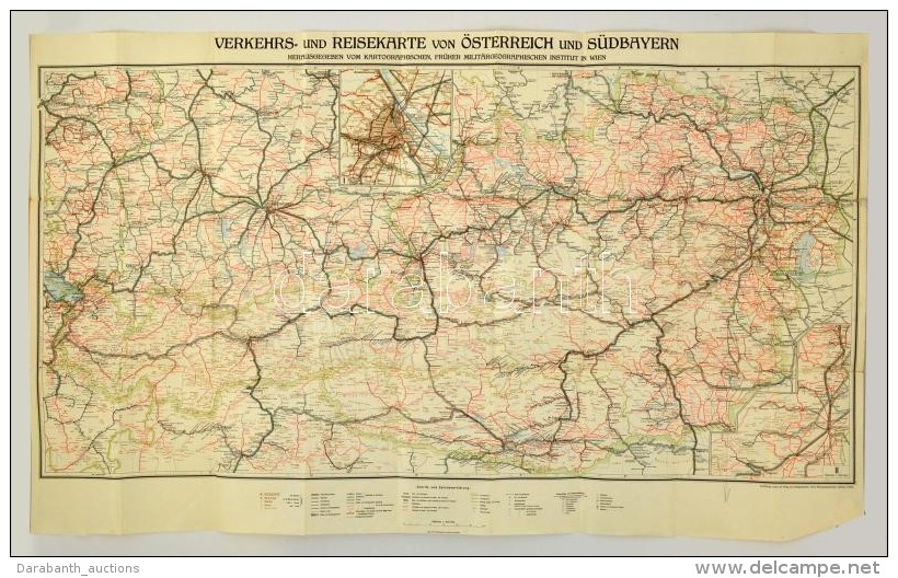 Cca 1920-1930 Verkehers Und Reisekarte Von &Ouml;sterreich Und S&uuml;d-Bayern, 1.600.000, B&eacute;cs,... - Altri & Non Classificati