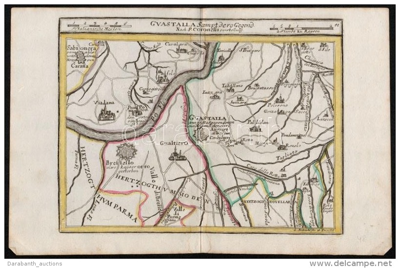 Cca 1700 Guastalla T&eacute;rk&eacute;pe. Sz&iacute;nezett R&eacute;zmetszet. Megjelent: Johann Hofmann Atlas... - Altri & Non Classificati