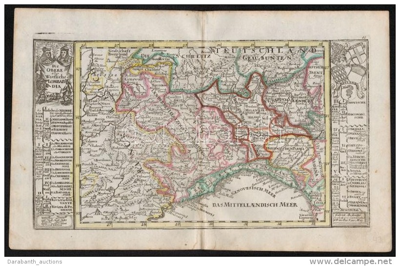 Cca 1700 FelsÅ‘ Lombardia T&eacute;rk&eacute;pe. Sz&iacute;nezett, D&iacute;szes Kartus&uacute; R&eacute;zmetszet.... - Altri & Non Classificati