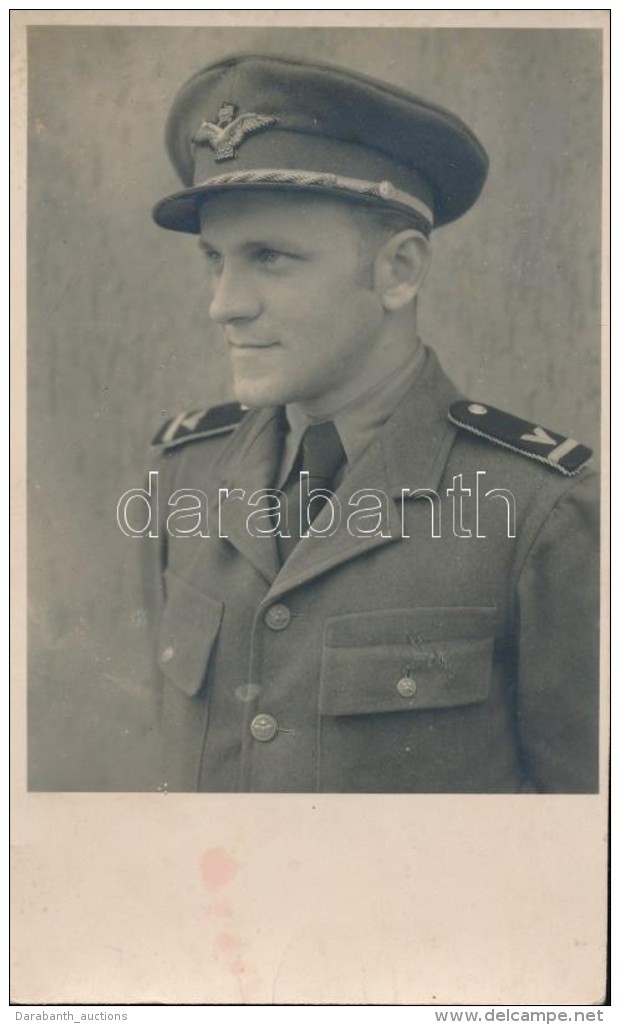 Cca 1940-1945 Rep&uuml;lÅ‘tiszt Portr&eacute;ja, 13,5x8 Cm / Flying Officer - Altri & Non Classificati