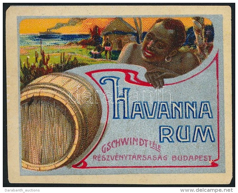 Cca 1920 Gschwindt Havanna Rum Italc&iacute;mke, Litogr&aacute;fia, Kis Szakad&aacute;s,  5x6 Cm - Pubblicitari