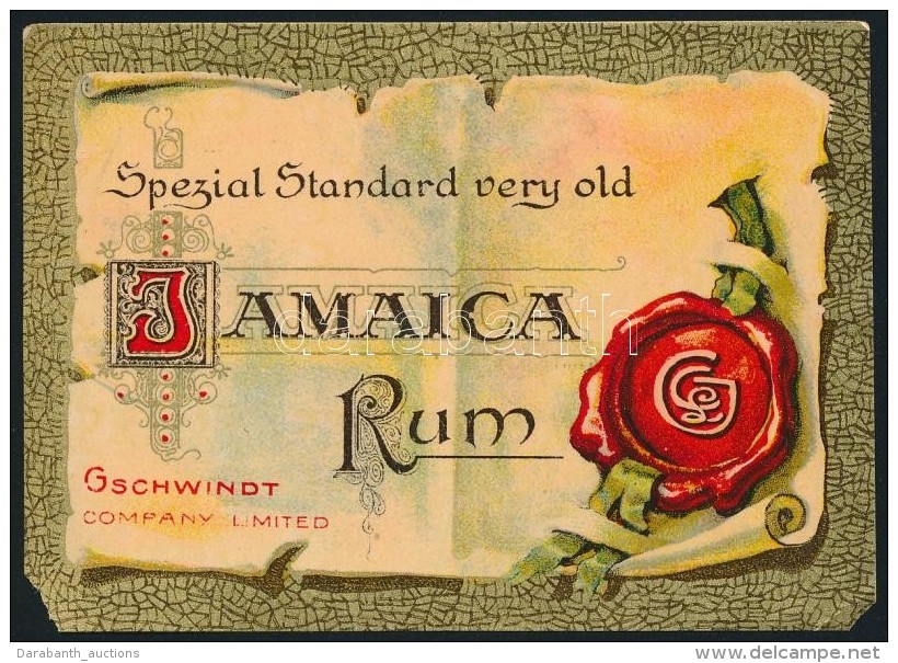 Cca 1920 Gschwindt Jamaica Rum Italc&iacute;mke, Litho, Sarokhi&aacute;ny, 7x10 Cm. - Pubblicitari