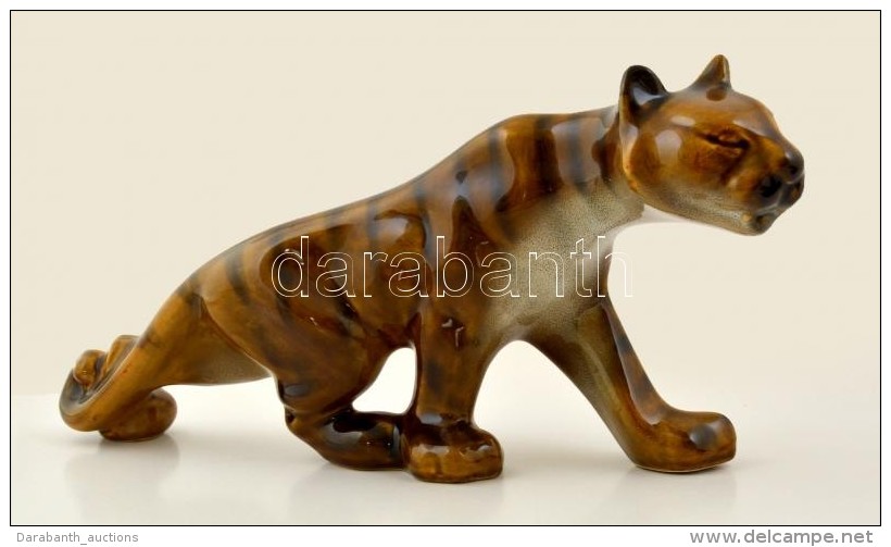 Jelzett Tigris, K&eacute;zzel Festett, Hib&aacute;tlan, M:20 Cm, H:43 Cm - Altri & Non Classificati